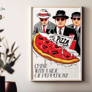 Retro Pizza Print Italian Food Art, Funny Kitchen Poster, Pizza Poster, Pizza printable, Pizzeria Décor, Retro Food Wall Art, Pizza wall art