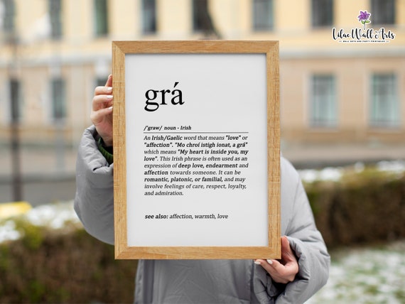 "Grá" Irish Love Word Acrylic Plaque - 4x4 Inch Celtic Definition Sign For Home Decor