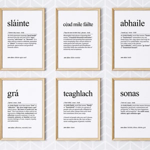 Set of 6 Irish Prints, Ireland prints, Irish Decor Gaeilge, Gaelic Gift, Irish Art, Irish Home Decor, Irish Gifts, Ireland Art Irish Posters