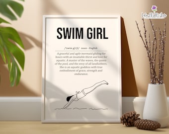 Swim Girl Definition Print: Swim Poster, Swimming Wall Art (Digital Download)
