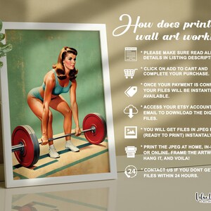 Retro Female Bodybuilding Print: 70s Gym Motivation Art, Home Gym Decor Weightlifting (Digital ) image 6