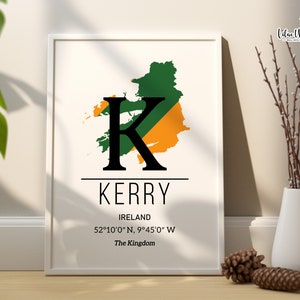Kerry Irland Landkarte Irland Landkarte Kunst irisches Wohndekor Irisches Plakat Irland Kunst, Irland Dekor Landkarte Irland, irische Karte, irische Dekoration