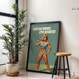 Retro Gym Girl Poster: Female Bodybuilding, Workout print, Fitness Motivation Wall Art (Digital) image 18