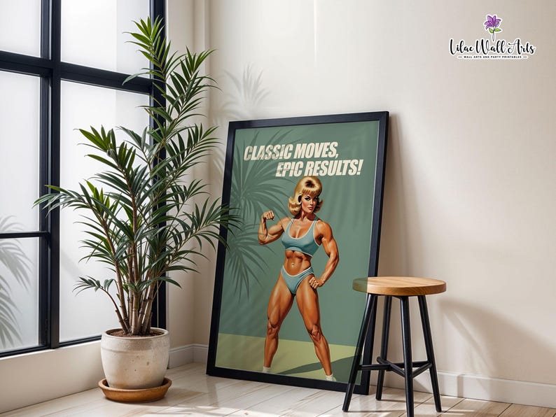 Retro Gym Girl Poster: Female Bodybuilding, Workout print, Fitness Motivation Wall Art (Digital) image 18