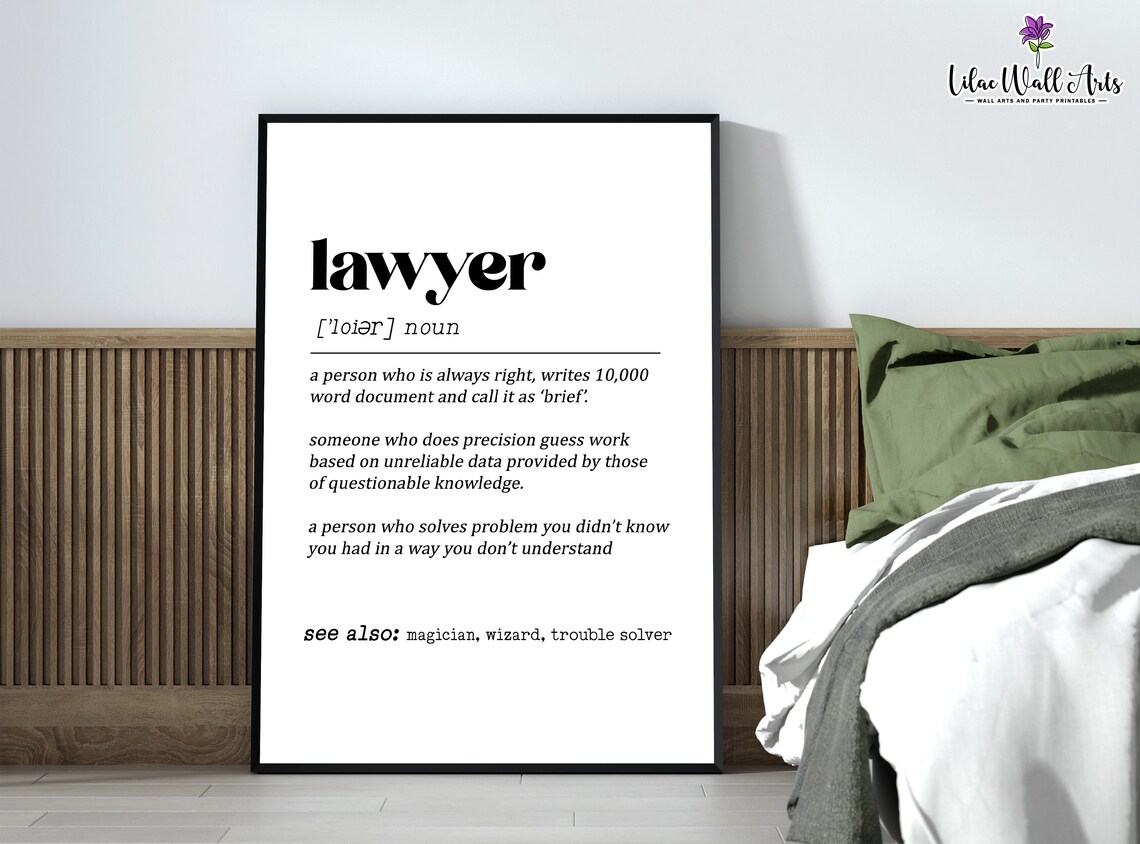Lawyer Definition Print Gift for Lawyer Lawyer Etsy