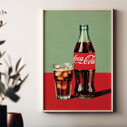 Vintage Coca Cola Poster: Retro Kitchen Print, 1950s Wall Decor