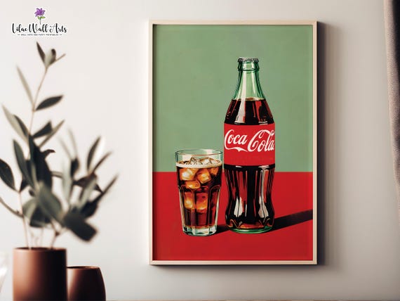 Vintage Coca Cola Poster: Retro Kitchen Print, 1950s wall decor, Restaurant Wall Art (Digital)