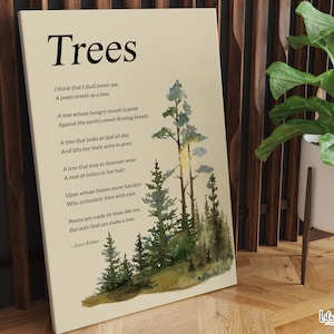 Joyce Kilmer Trees Poem Poster, Poem Print, Poetry Poster, Poetry Print, Poem Gift, Poetry Lover Gift, Nature Quote Art, Poetry Wall Art