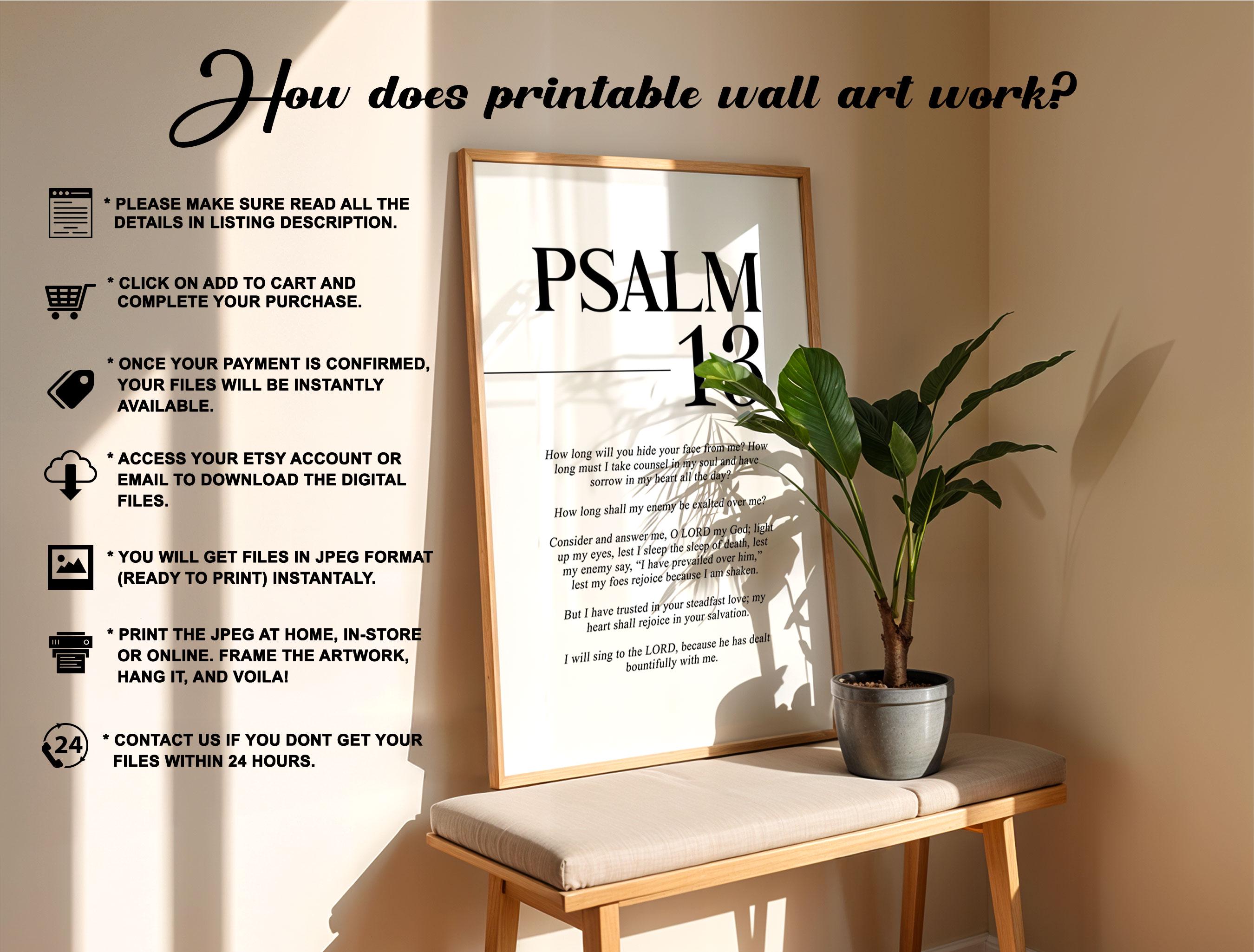 Psalm 13 Print: Bible Verse Poster, Minimalist Christian Art (digital ...