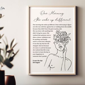 One Morning she woke up different print, Feminist Quote Print, feminism poster, Female Empowerment, Strong Woman Gift, smash the patriarchy