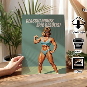 Retro Gym Girl Poster: Female Bodybuilding, Workout print, Fitness Motivation Wall Art (Digital) image 4