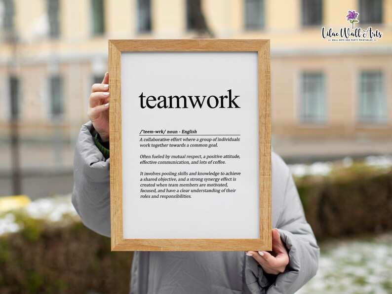 Teamwork Definition Print: Teamwork Poster, Workplace Positivity ...