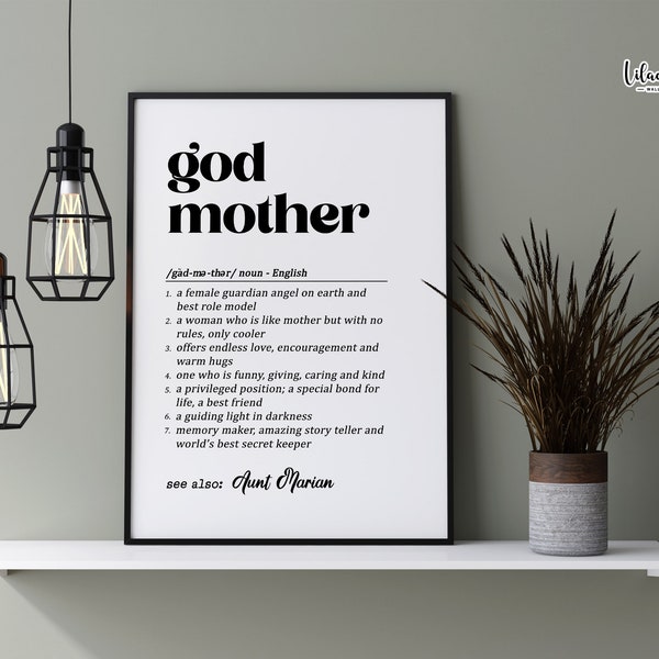 Godmother Definition | Baptism Christening | Godmother Gift | Personalized Godmother | Godmother Proposal | Godparent Gift | Gift for Her