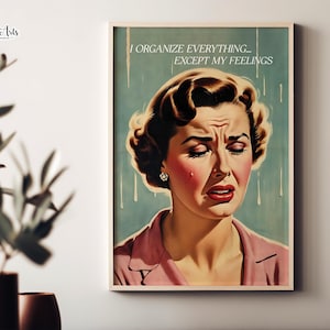 Retro Woman Poster: Housewife Art, Funny 70s Decor (Digital Download)