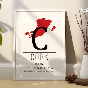 Cork Karte von Irland, Cork Stadt , Cork Kunstwerk, Cork Irland, Cork Dekor, Cork Wandkunst, Cork Poster Korkdruck, Cork Kunst, Grafschaften Von Irland