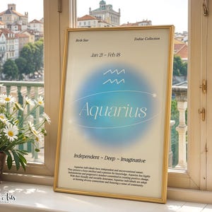 Aquarius poster print: Zodiac printable, Celestial Wall Art (Digital Download)