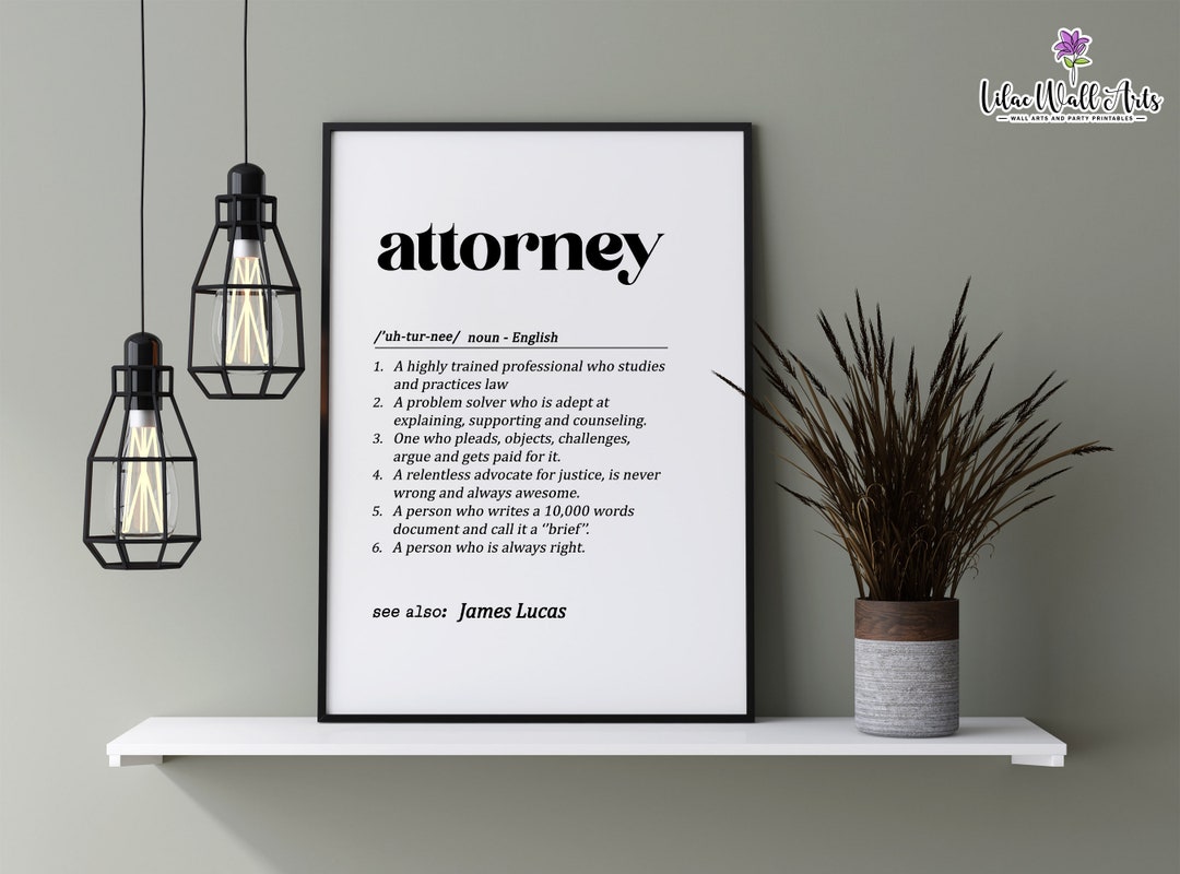 Custom Attorney Definition Print Attorney Gift Lawyer Gift Lawyer