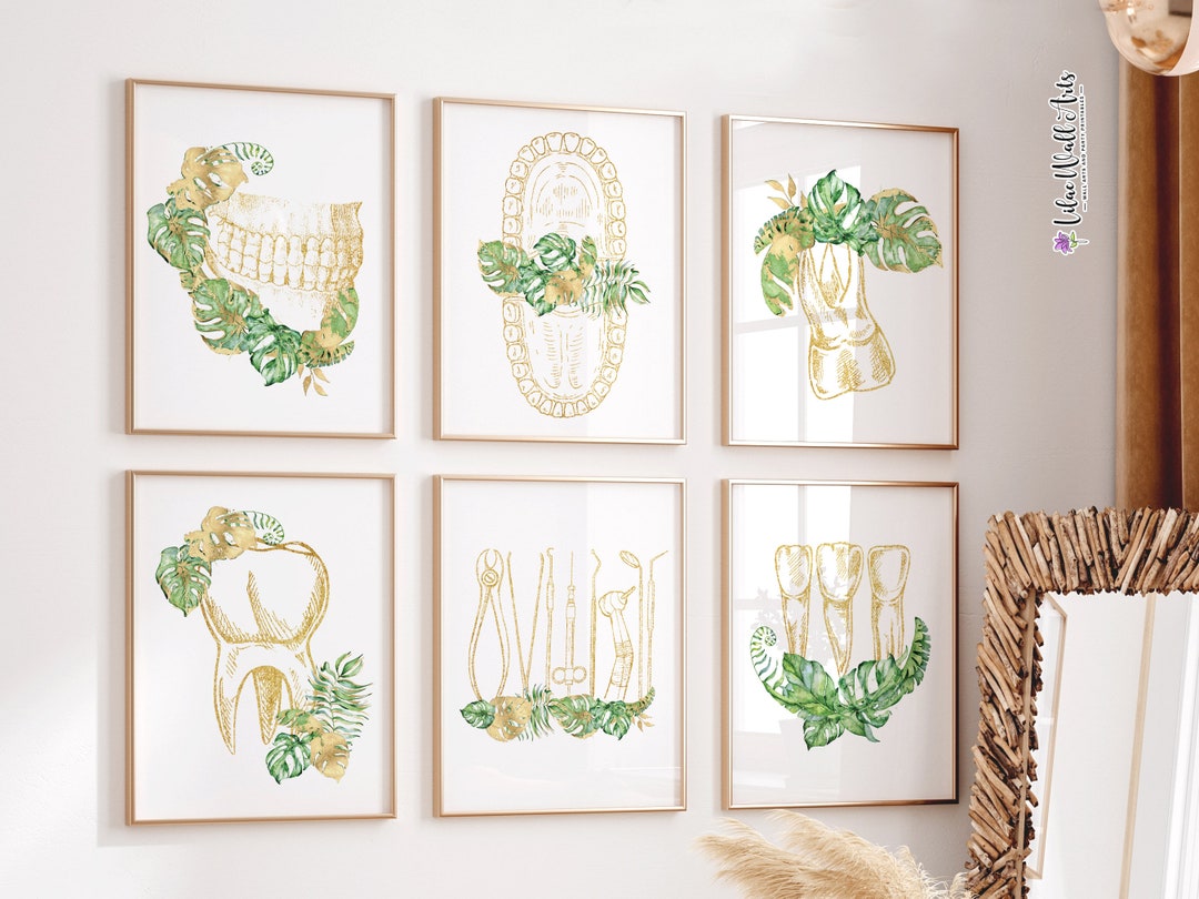 Dental Anatomy Art Prints: Tropical Dentist Office Decor, Teeth Posters ...