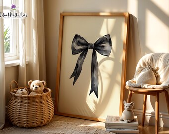 Cottagecore Bow Nursery Decor: Girly Bow Wall Art (Digital Download