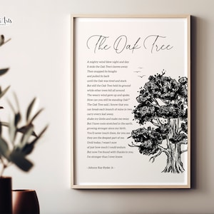 La poesia "La Quercia" di Johnny Ray Ryder Jr., Poesia da parete, Stampa artistica della Quercia, Regalo di una poesia famosa, Regali del guardaboschi, Poesia digitale stampabile