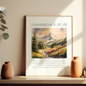 Lamentations 3 23 Print Christian Home Décor Scripture printable Faith wall art Christian Wall Décor, Modern Christian print verse printable