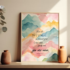 Isaiah 43, Fear not for I have, Isaiah verse, pink Christian art, Isaiah wall art, Isaiah scripture wall art, Cute Christian art