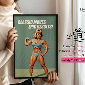 Retro Gym Girl Poster: Female Bodybuilding, Workout print, Fitness Motivation Wall Art (Digital) image 10