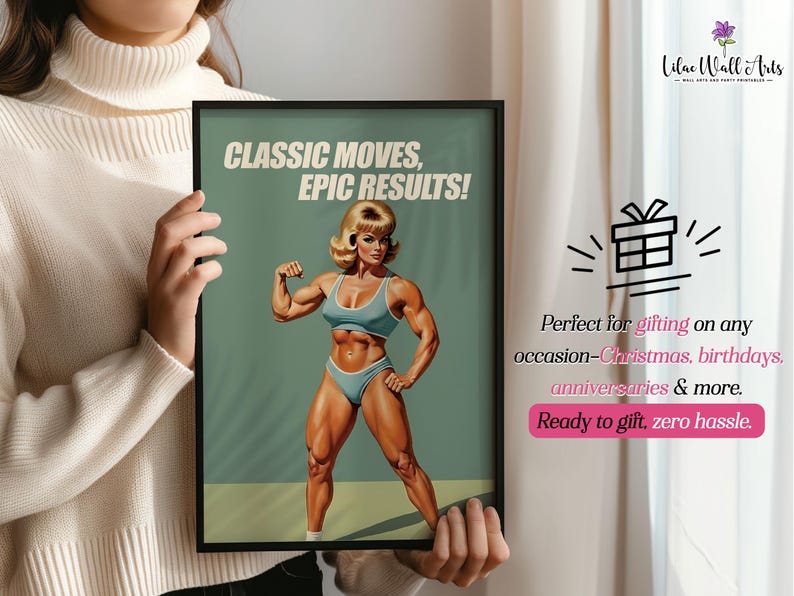 Retro Gym Girl Poster: Female Bodybuilding, Workout print, Fitness Motivation Wall Art (Digital) image 10