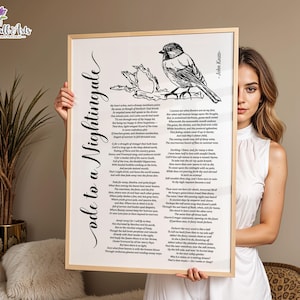Ode an die Nachtigall Art Print: John Keats Zitate Gedicht Poster, Poesiekunst (Digitaler Download)
