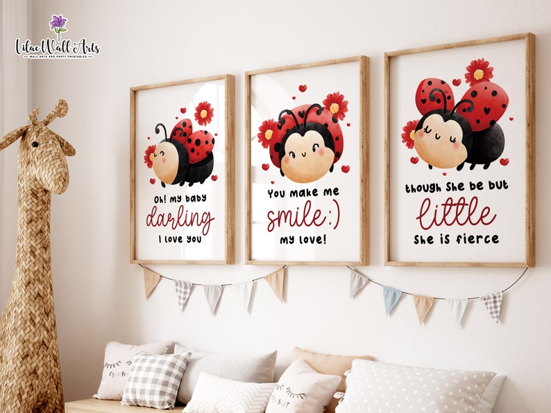 Ladybug Nursery Print Set: Girl's Bedroom Decor (digital Download) - Etsy