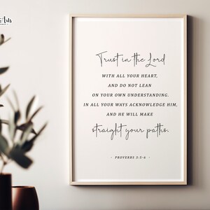 Proverbs 3 5-6 Trust in the lord Proverbs Wall Art Biblical posters, Minimalist Bible art, Proverbs verse, Bible verse, Modern scripture art
