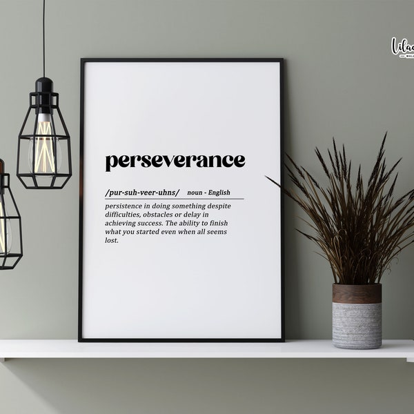 Perseverance Definition | Printable Wall Art | desk decor | Office Wall Art | Motivational Print | Inspirational wall | Entrepreneur art