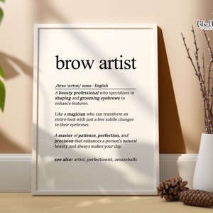Brow Artist Definition: Beauty Salon Décor, Brow Bar (Digital Download)