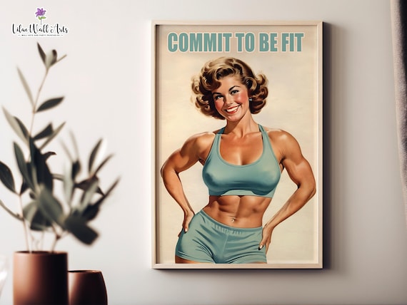 Retro Gym motivation poster: Vintage Fitness Art, Fitness printable (Digital Download)