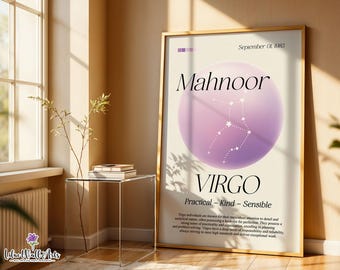 Virgo Definition Print, Zodiac Sign, Minimalist Poster (digital