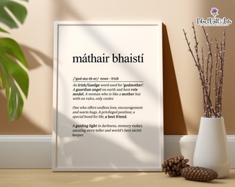 Máthair Bhaistí Irish Godmother Gift: Definition Print, Ireland Print (Digital Download)