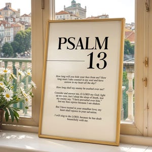 Psalm 13 Minimal Christian art Bible Psalm poster Bible Verse Prints Black Catholic Art Print Christian Modern art Christian aesthetic art