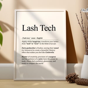Lash Technician Definition Print | Lash Salon Décor | Lash Technician Gifts | Salon Wall Art | Lash Studio | Eyelash Print | Lash Tech Gift