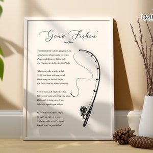 Gone Fishing gedicht sterfgeval verlies, vissen begrafenis cadeau verdriet afdrukbare begrafenis gedicht cadeau visser muur kunst herinneringsgedicht Memorial gedicht