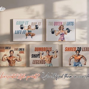 Retro Female Bodybuilding Print: 70s Gym Motivation Art, Home Gym Decor Weightlifting (Digital ) image 4