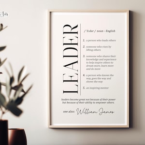 Definición de líder Regalo para líder Letrero de líder Arte mural de líder Póster de líder Gracias al líder Arte mural de liderazgo Regalo que marca la diferencia Liderazgo