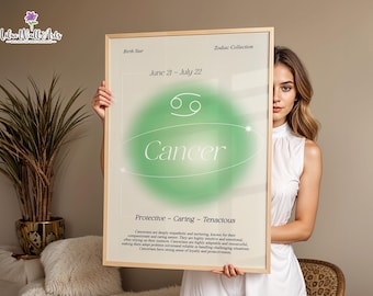 Signo zodiacal Cáncer: Regalo de astrología, lámina decorativa del zodíaco para imprimir (Descarga digital)