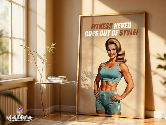 Retro Gym Poster: Fitness Motivation Art, Gym Room Decor (Digital Download)