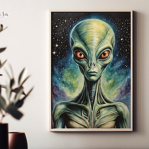 Retro Alien Poster: Outer space decor (Digital Download)