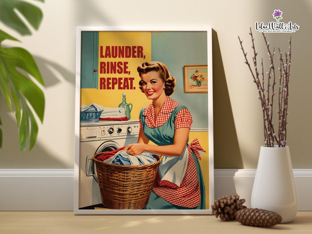 Retro Laundry Room Art Print: Funny Housewife Poster, Utility Room Sign ...
