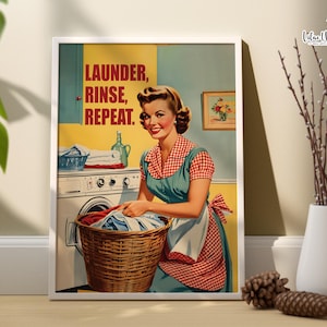 Laundry Room Poster Laundry Funny Utility Room Sign retro laundry decoration Laundry Day Poster Retro Housewife Art laundry printable