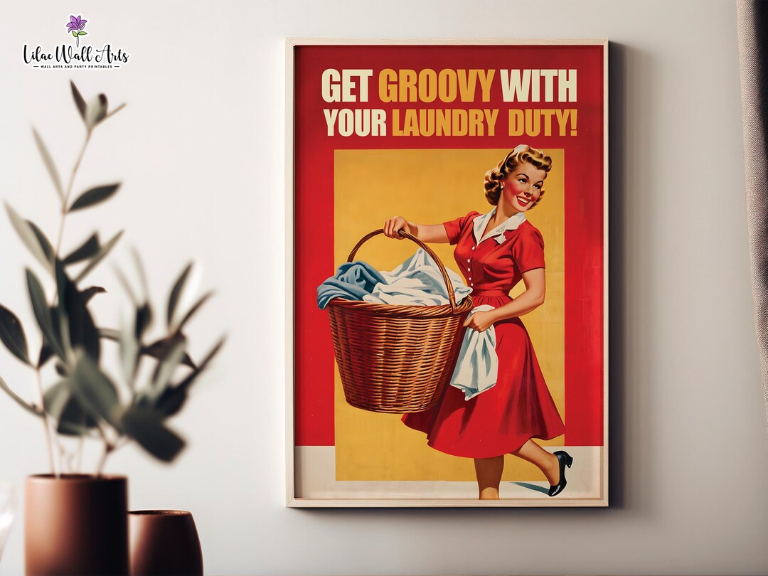 Laundry Room Poster: Retro Laundry Printable, Funny Vintage Style Art ...