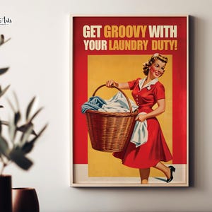 Laundry Day Poster, Utility Room Sign, Prints for Laundry Room Poster, Vintage laundry art funny, Retro laundry printable, Laundry Day Art