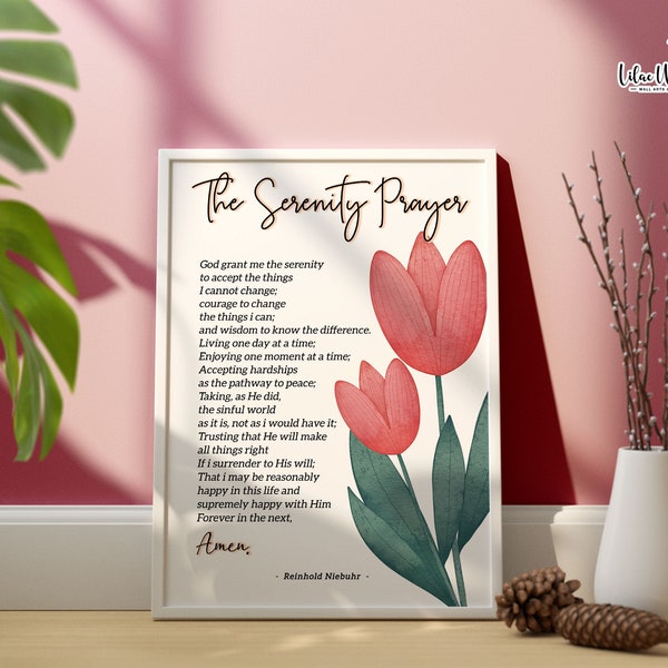 Serenity Prayer Print| Printable Bible Verse Wall Art| Scripture Wall Art| Christian decor| Religious Quote| Baptism Gift| Bible Printable