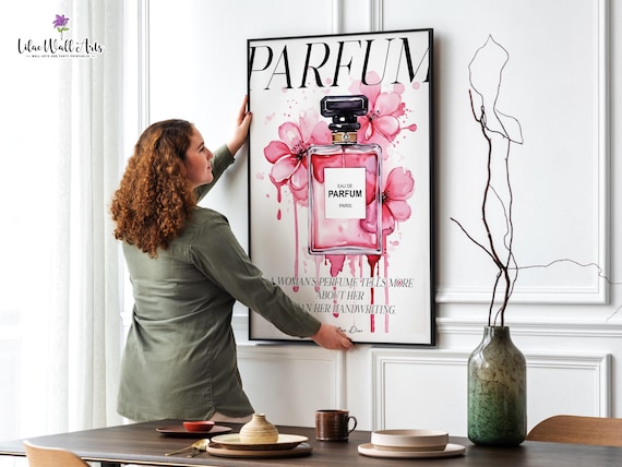 Pink Perfume Bottle Print: Perfume Wall Décor, Fashion Printable